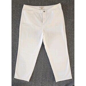 Tommy Bahama Womens Capri Pants Size 12 White Cotton Stretch Casual Mid Rise